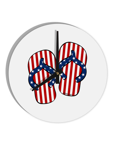 Stars and Stripes Flip Flops 10 InchRound Wall Clock-Wall Clock-TooLoud-White-Davson Sales