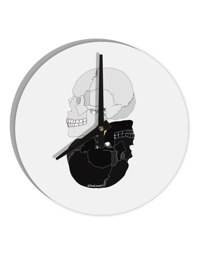 White And Black Inverted Skulls 10 InchRound Wall Clock by TooLoud-Wall Clock-TooLoud-White-Davson Sales