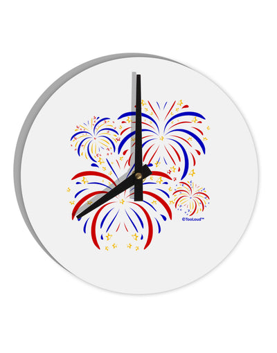 Patriotic Fireworks with Bursting Stars 10 InchRound Wall Clock by TooLoud-Wall Clock-TooLoud-White-Davson Sales