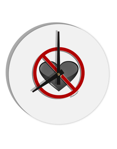 No Love Symbol 10 InchRound Wall Clock-Wall Clock-TooLoud-White-Davson Sales