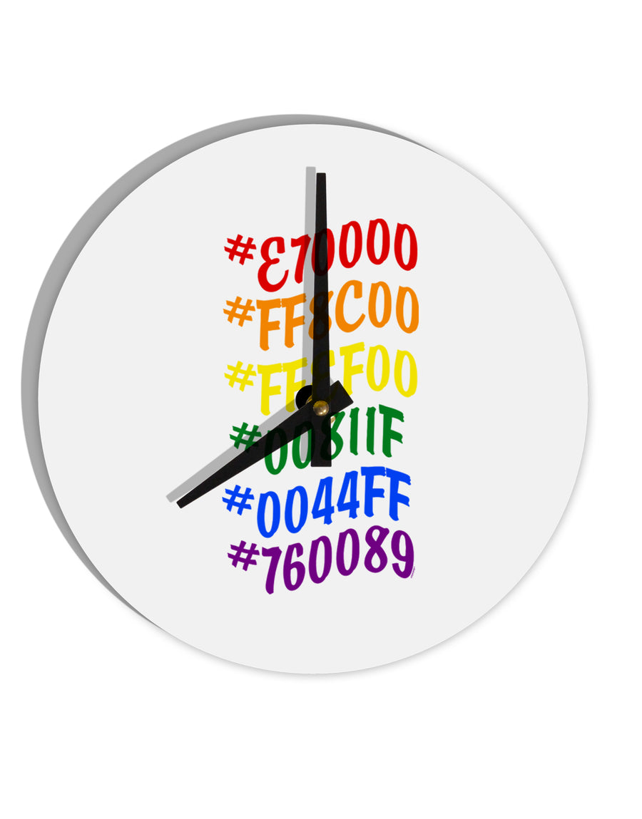 TooLoud Pride Flag Hex Code 10 Inch Round Wall Clock-Wall Clock-TooLoud-Davson Sales