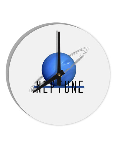 Planet Neptune Text 10 InchRound Wall Clock by TooLoud-Wall Clock-TooLoud-White-Davson Sales