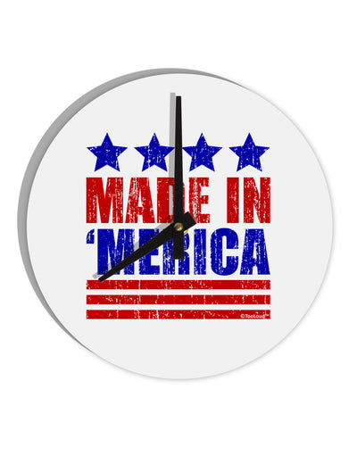 Made in Merica - Stars and Stripes Color Design 10 InchRound Wall Clock-Wall Clock-TooLoud-White-Davson Sales