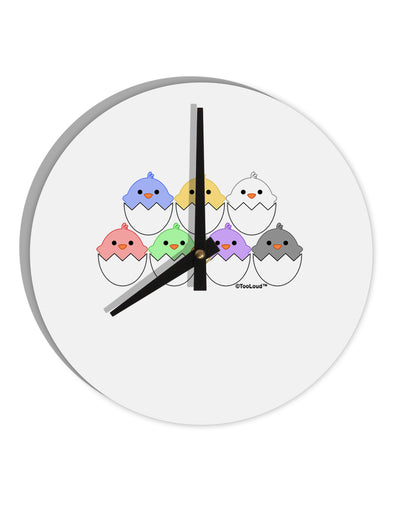 Cute Hatching Chicks Group 10 InchRound Wall Clock by TooLoud-Wall Clock-TooLoud-White-Davson Sales