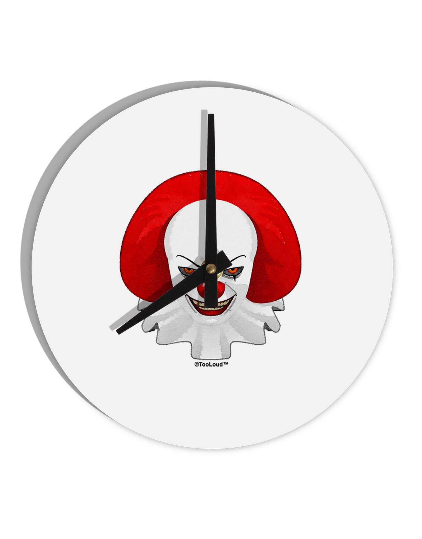 Scary Clown Watercolor 10 InchRound Wall Clock-Wall Clock-TooLoud-White-Davson Sales