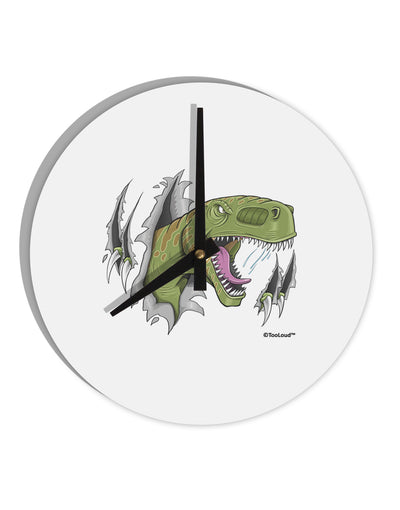 Green Dinosaur Breaking Free 10 InchRound Wall Clock by TooLoud-Wall Clock-TooLoud-White-Davson Sales