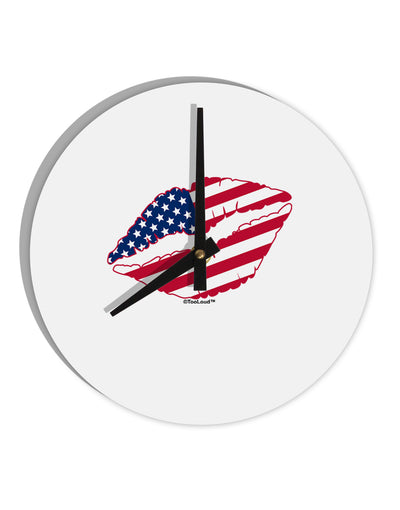 American Flag Lipstick 10 InchRound Wall Clock by TooLoud-Wall Clock-TooLoud-White-Davson Sales