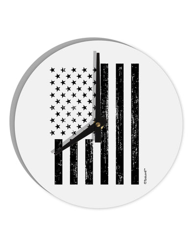 Stamp Style American Flag - Distressed 10 InchRound Wall Clock by TooLoud-Wall Clock-TooLoud-White-Davson Sales