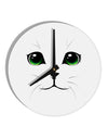 Green-Eyed Cute Cat Face 10 InchRound Wall Clock-Wall Clock-TooLoud-White-Davson Sales