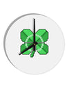 Pixel Four Leaf Clover 10 InchRound Wall Clock-Wall Clock-TooLoud-White-Davson Sales