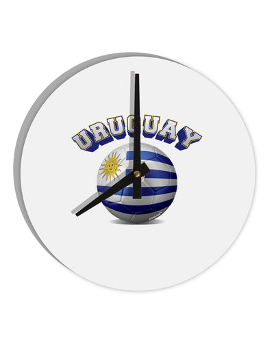 Soccer Ball Flag - Uruguay 10 InchRound Wall Clock-Wall Clock-TooLoud-White-Davson Sales