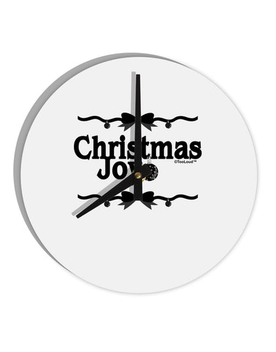 Christmas Joy BnW 10 InchRound Wall Clock-Wall Clock-TooLoud-White-Davson Sales