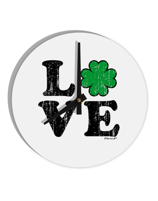 Irish Love - Distressed 10 InchRound Wall Clock by TooLoud-Wall Clock-TooLoud-White-Davson Sales