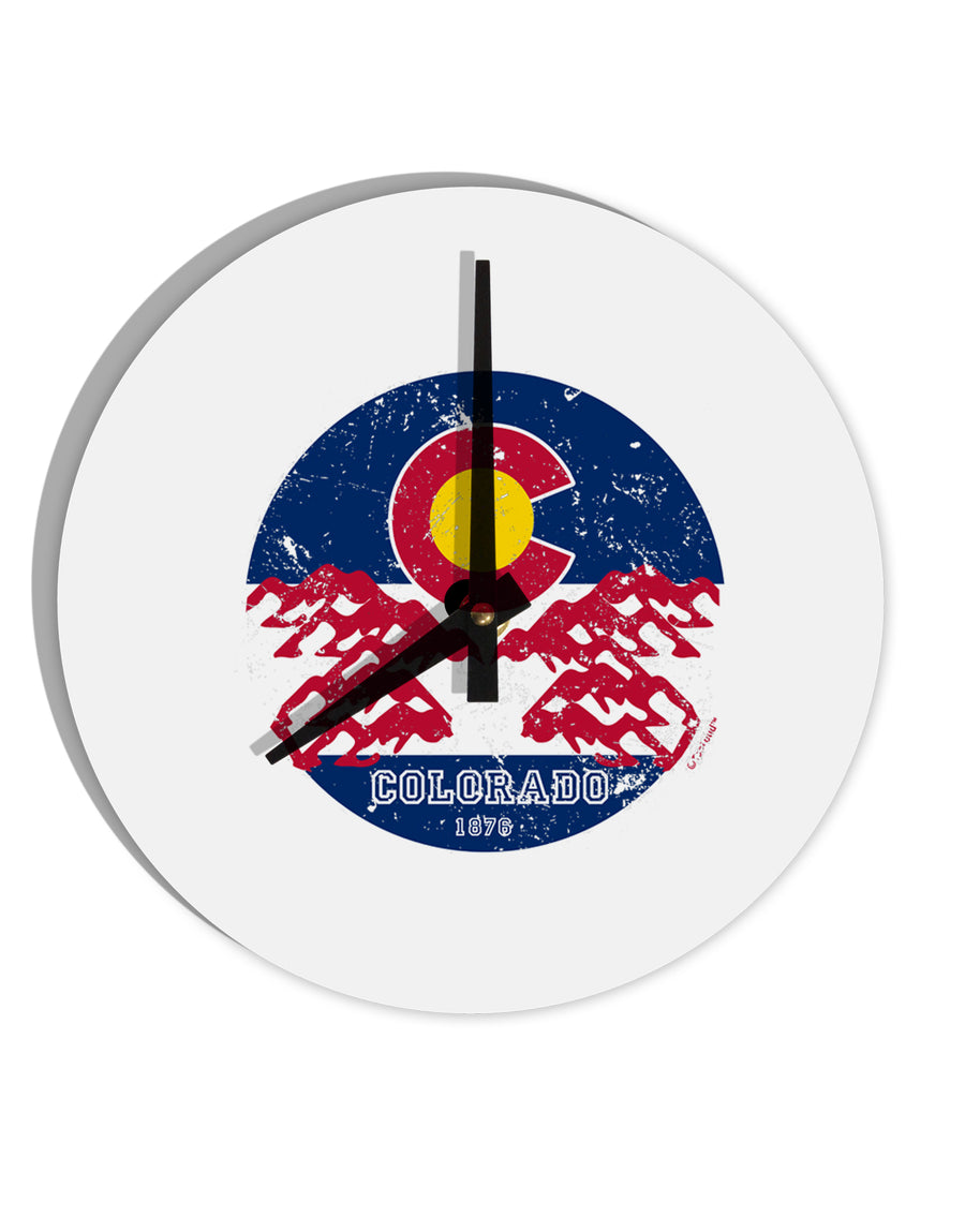 TooLoud Grunge Colorodo Ram Flag 10 Inch Round Wall Clock-Wall Clock-TooLoud-Davson Sales