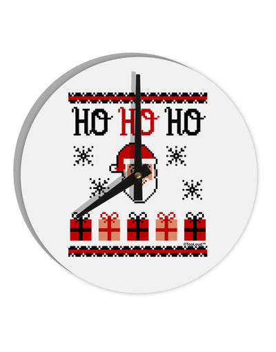 Ho Ho Ho Ugly Christmas Sweater 10 InchRound Wall Clock-Wall Clock-TooLoud-White-Davson Sales