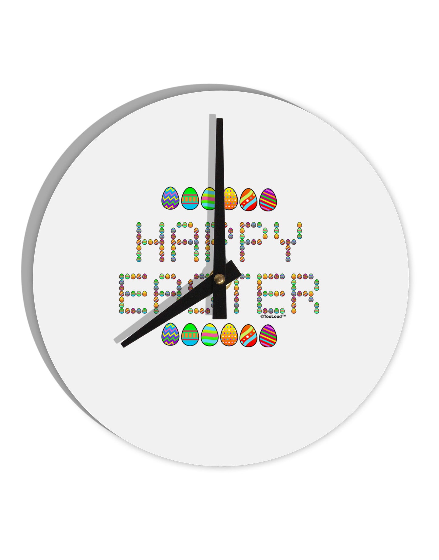 Happy Easter Eggs 10 InchRound Wall Clock-Wall Clock-TooLoud-White-Davson Sales