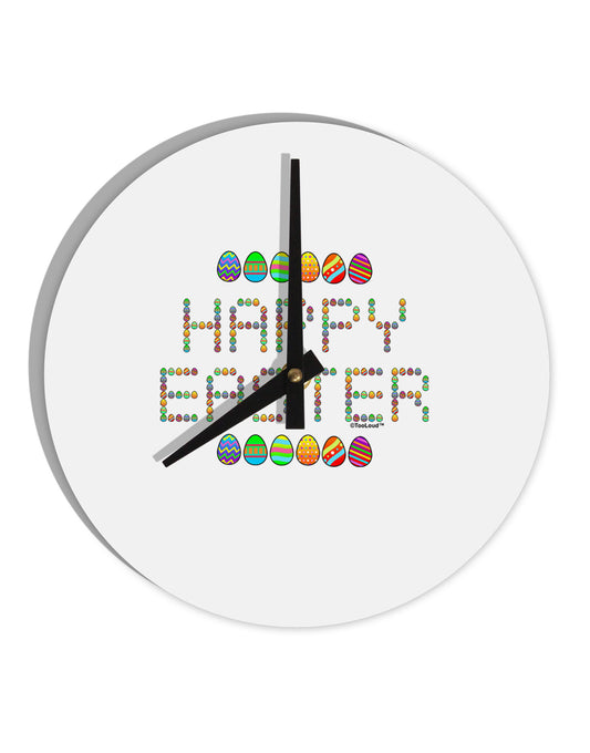 Happy Easter Eggs 10 InchRound Wall Clock-Wall Clock-TooLoud-White-Davson Sales