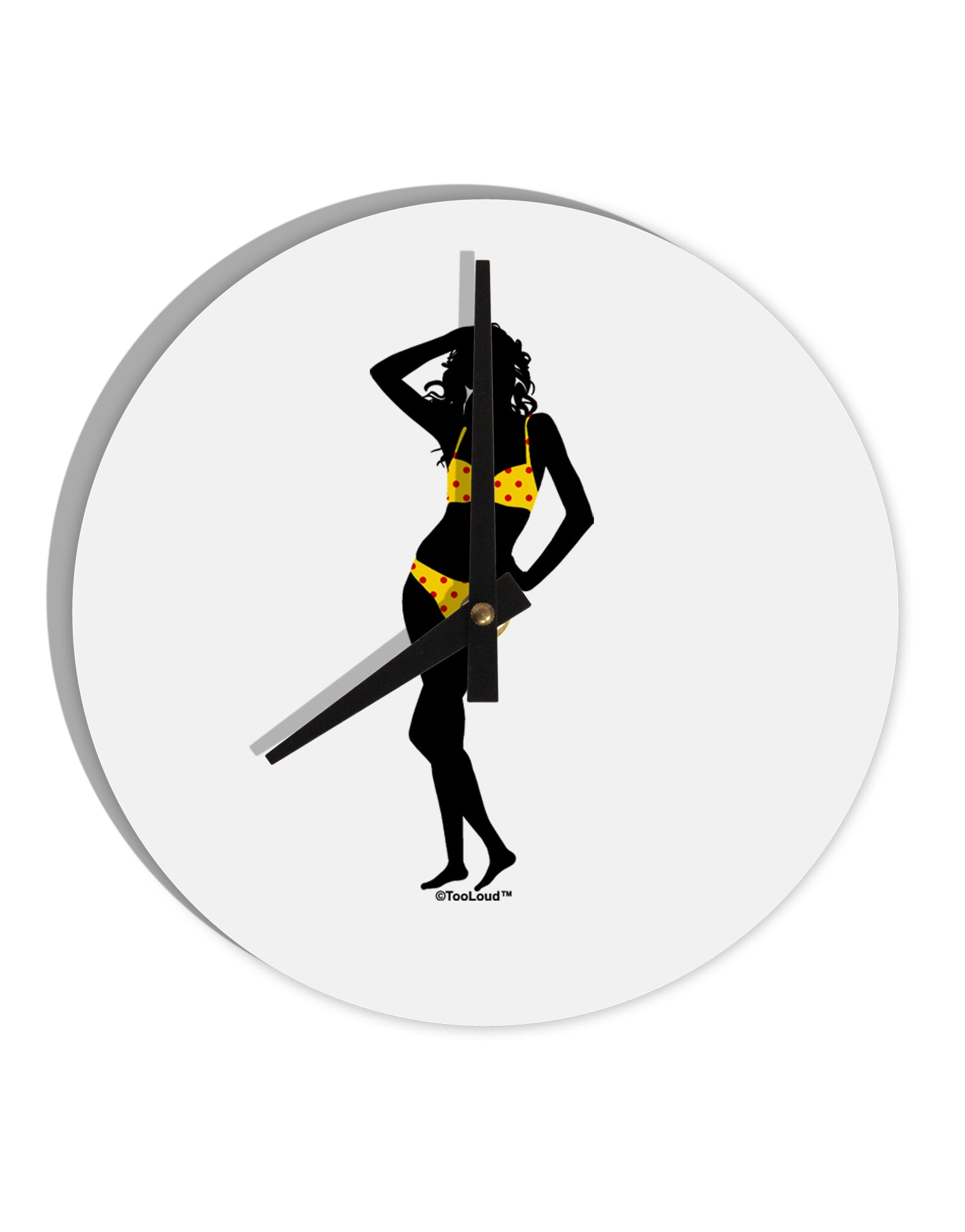 Polka Dot Bikini Shadow 10 InchRound Wall Clock by TooLoud-Wall Clock-TooLoud-White-Davson Sales