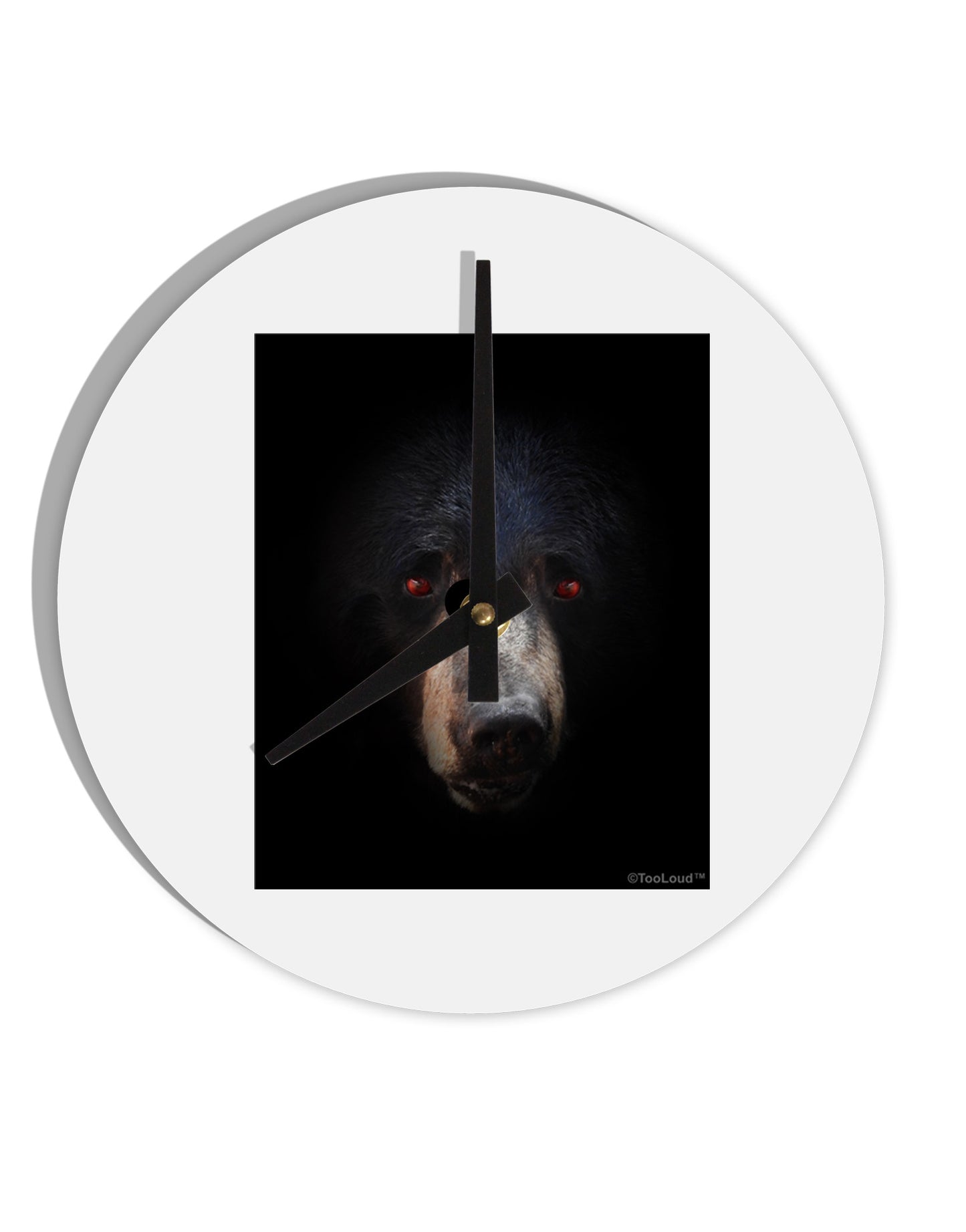 Scary Black Bear 10 InchRound Wall Clock-Wall Clock-TooLoud-White-Davson Sales