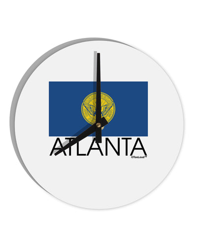 Atlanta Georgia Flag Text 10 InchRound Wall Clock by TooLoud-Wall Clock-TooLoud-White-Davson Sales