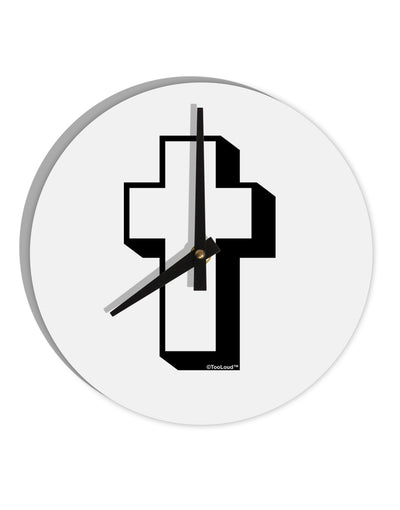 Simple Cross Design Black 10 InchRound Wall Clock by TooLoud-Wall Clock-TooLoud-White-Davson Sales