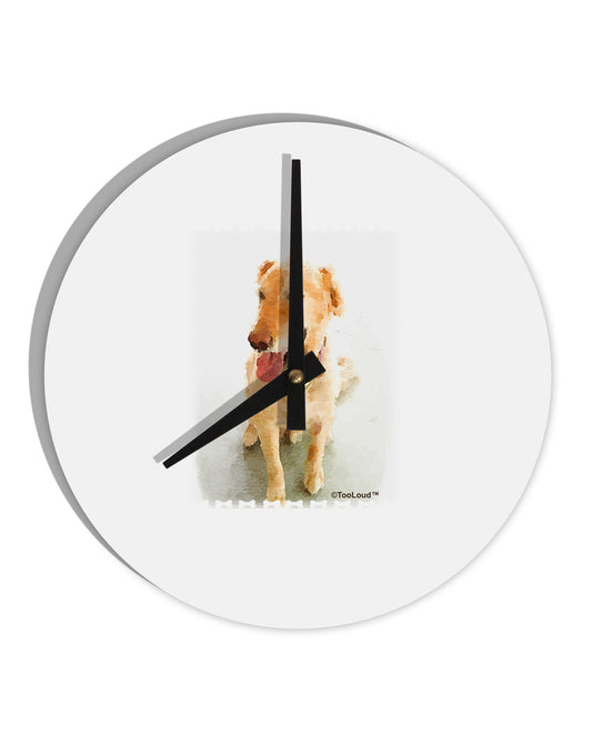 Golden Retriever Watercolor 10 InchRound Wall Clock-Wall Clock-TooLoud-White-Davson Sales