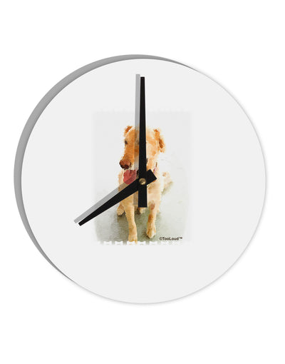 Golden Retriever Watercolor 10 InchRound Wall Clock-Wall Clock-TooLoud-White-Davson Sales