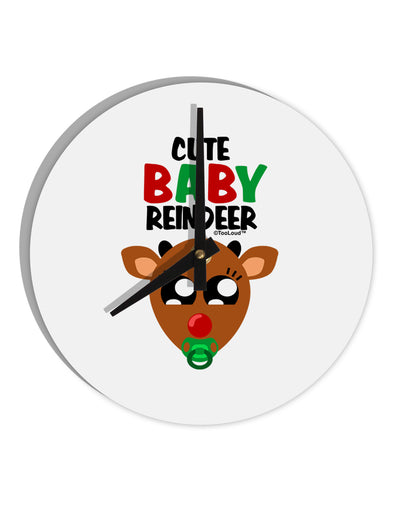 Cute Baby Reindeer Matching Deer 10 InchRound Wall Clock-Wall Clock-TooLoud-White-Davson Sales