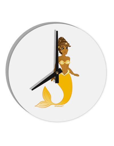 Mermaid Design - Yellow 10 InchRound Wall Clock-Wall Clock-TooLoud-White-Davson Sales