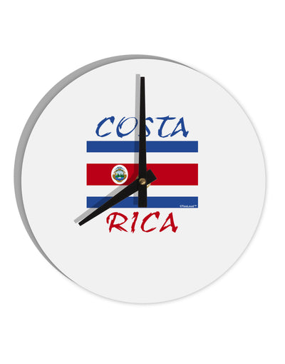 Costa Rica Flag 10 InchRound Wall Clock-Wall Clock-TooLoud-White-Davson Sales