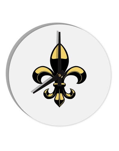 Golden Fleur de Lis 10 InchRound Wall Clock-Wall Clock-TooLoud-White-Davson Sales