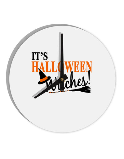 It's Halloween Witches Hat 10 InchRound Wall Clock-Wall Clock-TooLoud-White-Davson Sales