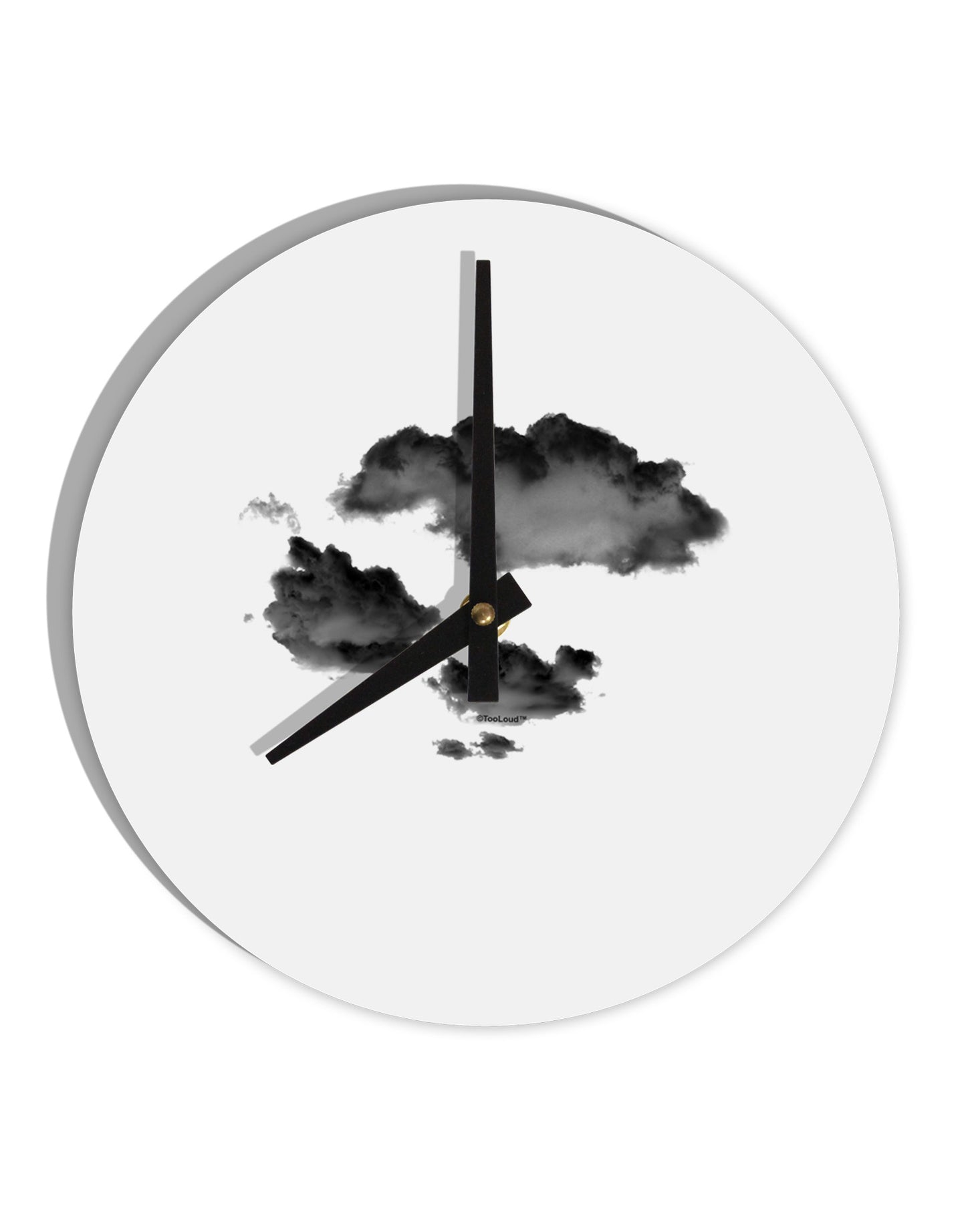 Inverted Puffy Clouds 10 InchRound Wall Clock-Wall Clock-TooLoud-White-Davson Sales