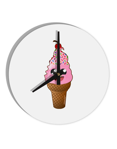 Cute Ice Cream Cone 10 InchRound Wall Clock-Wall Clock-TooLoud-White-Davson Sales