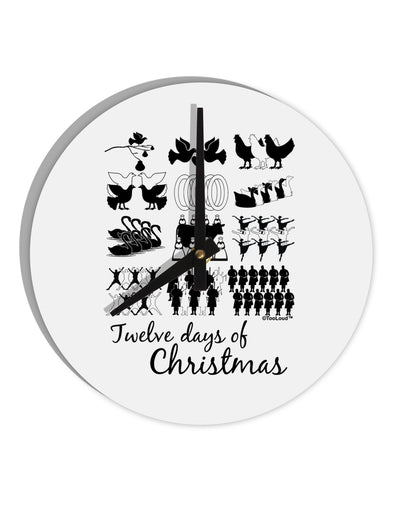 Twelve Days of Christmas Text 10 InchRound Wall Clock-Wall Clock-TooLoud-White-Davson Sales