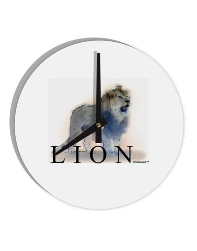 Lion Watercolor B Text 10 InchRound Wall Clock-Wall Clock-TooLoud-White-Davson Sales