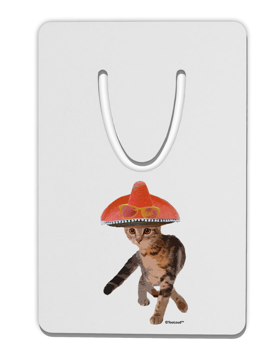 Cat with Sombrero and Sunglasses Aluminum Paper Clip Bookmark by TooLoud-Bookmark-TooLoud-White-Davson Sales