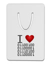 I Heart Binary Data Aluminum Paper Clip Bookmark-Bookmark-TooLoud-White-Davson Sales