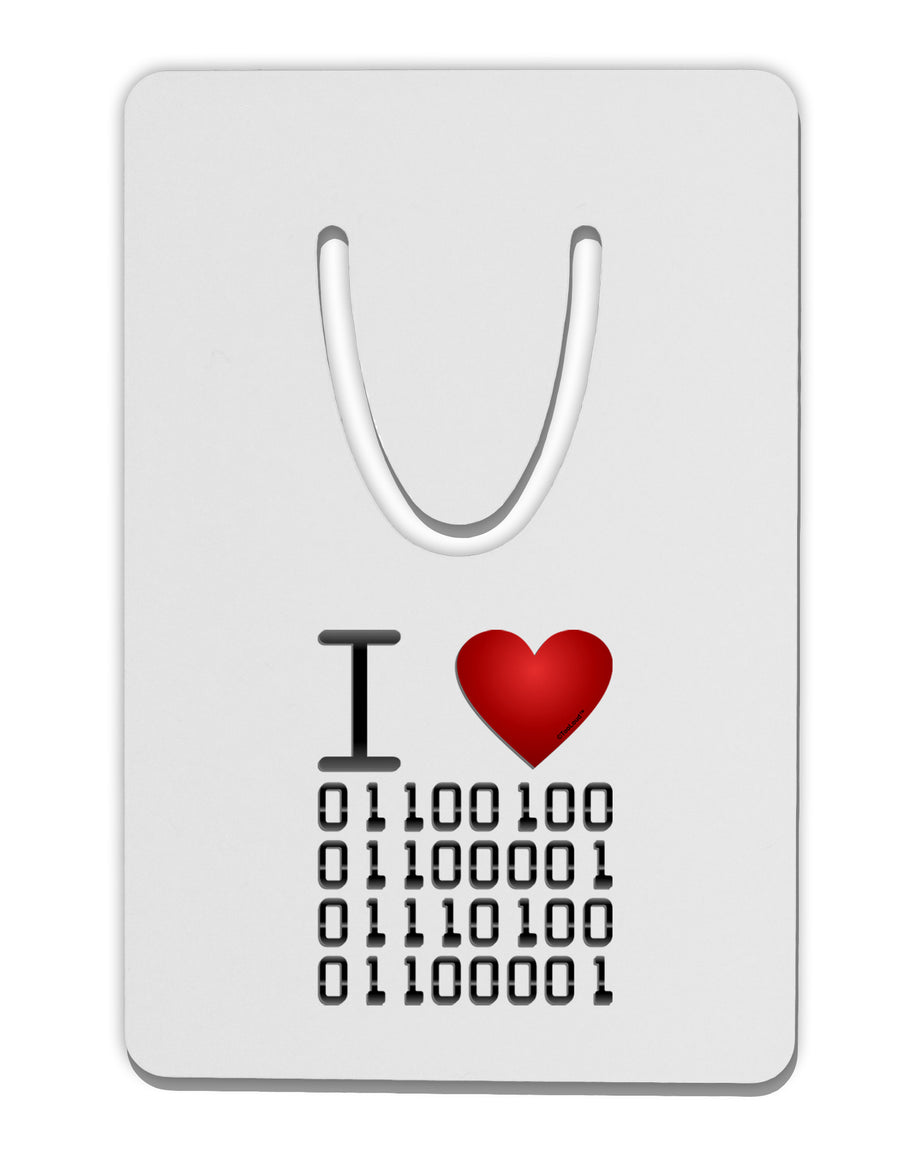 I Heart Binary Data Aluminum Paper Clip Bookmark-Bookmark-TooLoud-White-Davson Sales