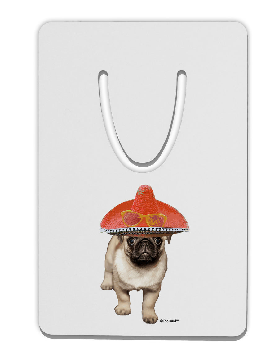 Pug Dog with Pink Sombrero Aluminum Paper Clip Bookmark by TooLoud-Bookmark-TooLoud-White-Davson Sales