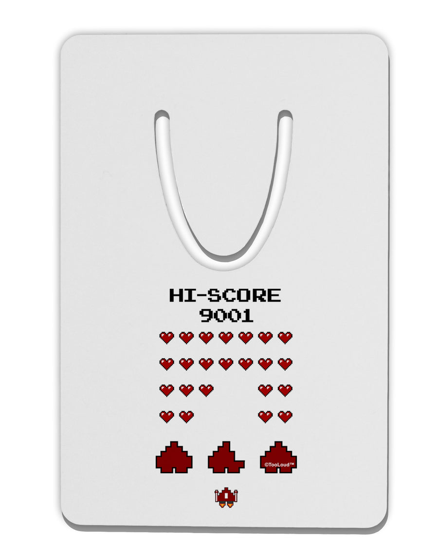 Pixel Heart Invaders Design Aluminum Paper Clip Bookmark-Bookmark-TooLoud-White-Davson Sales