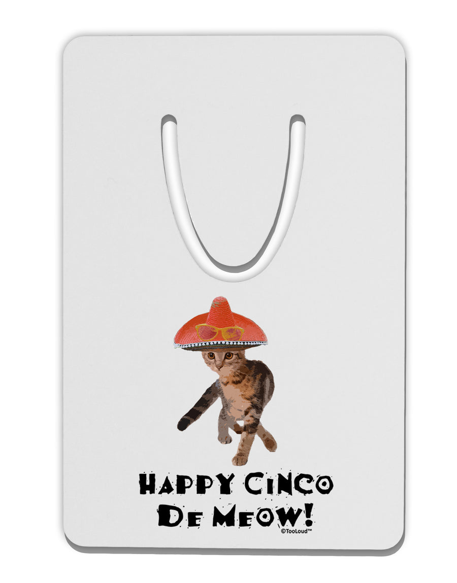 Cat with Pink Sombrero - Happy Cinco de Meow Aluminum Paper Clip Bookmark by TooLoud-Bookmark-TooLoud-White-Davson Sales