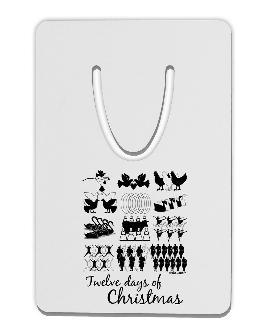 TooLoud Twelve Days of Christmas Text Aluminum Paper Clip Bookmark-Bookmark-TooLoud-White-Davson Sales