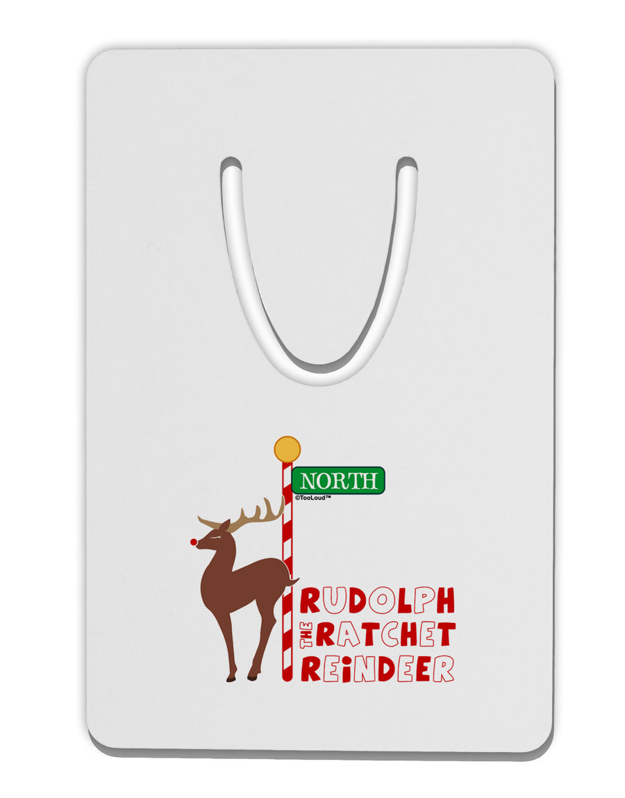 Rudolf Ratchet Reindeer Color Text Aluminum Paper Clip Bookmark-Bookmark-TooLoud-White-Davson Sales