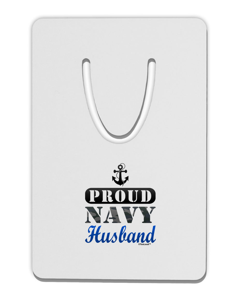 Proud Navy Husband Aluminum Paper Clip Bookmark-Bookmark-TooLoud-White-Davson Sales