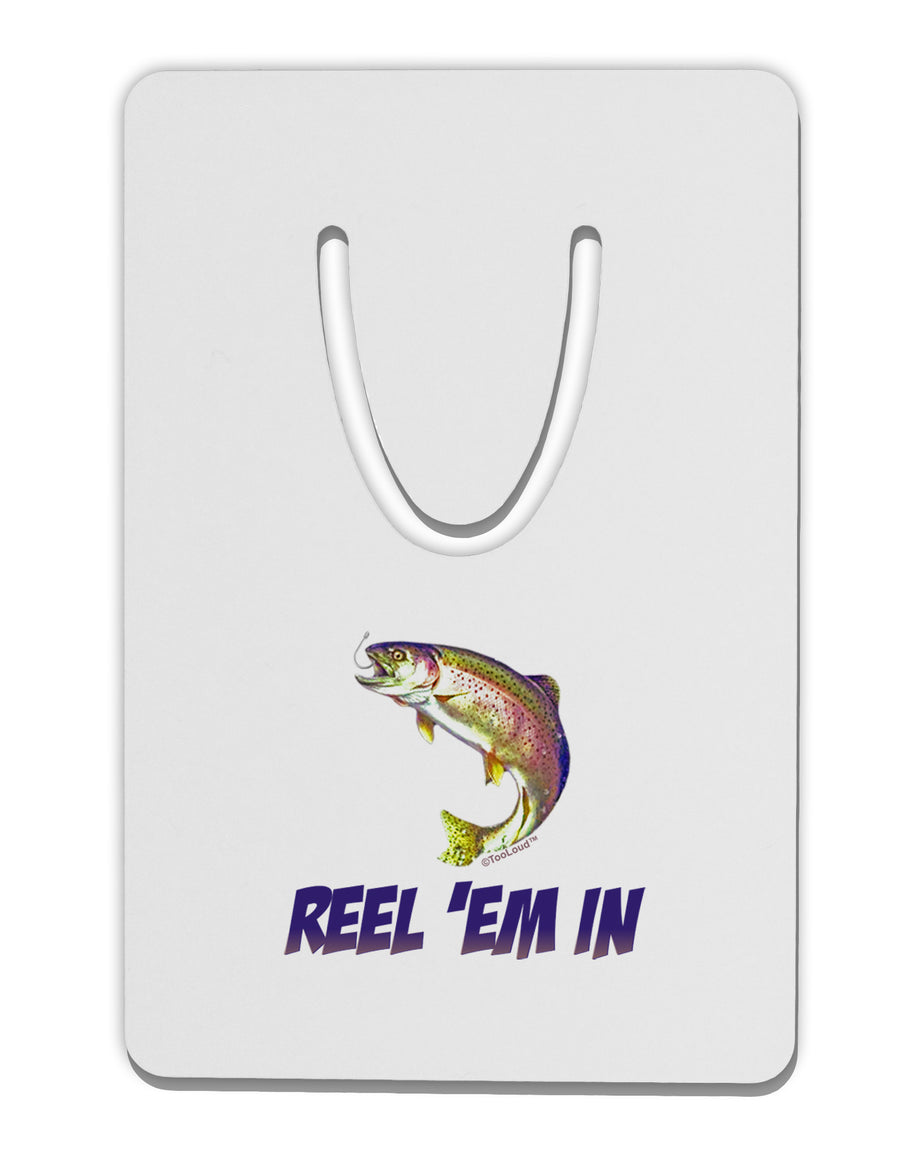 Rainbow Trout Reel Em In Aluminum Paper Clip Bookmark-Bookmark-TooLoud-White-Davson Sales