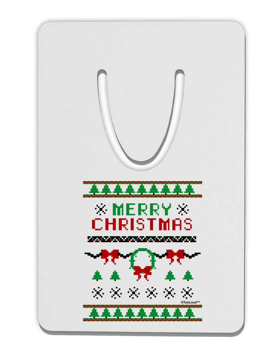 Merry Christmas Ugly Christmas Sweater Aluminum Paper Clip Bookmark-Bookmark-TooLoud-White-Davson Sales