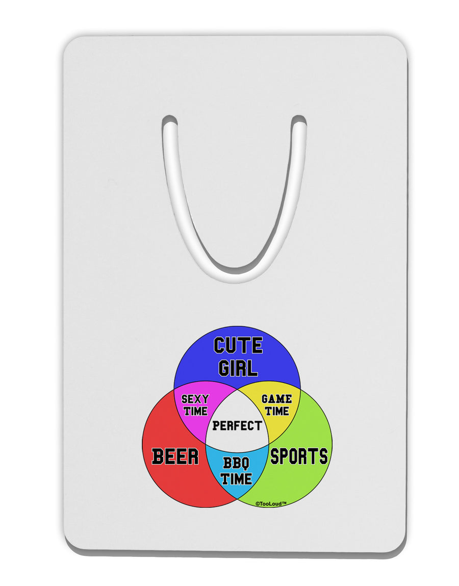 Beer Girl and Sports Diagram Aluminum Paper Clip Bookmark-Bookmark-TooLoud-White-Davson Sales