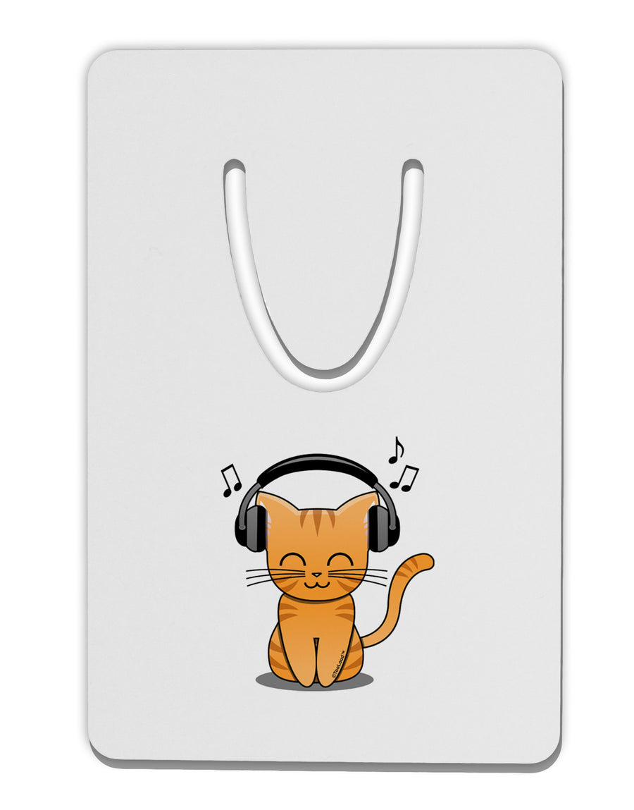 Cute Kitty With Headphones Aluminum Paper Clip Bookmark-Bookmark-TooLoud-White-Davson Sales