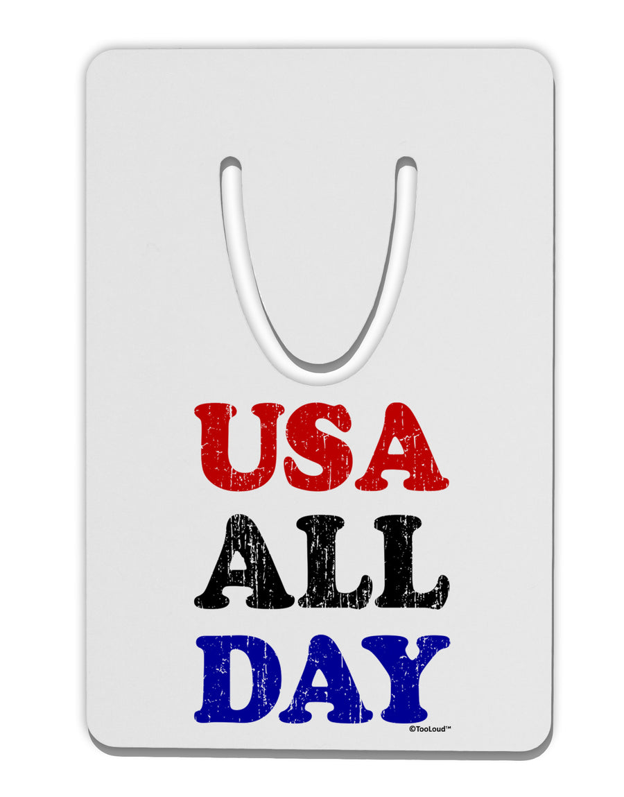 USA All Day - Distressed Patriotic Design Aluminum Paper Clip Bookmark by TooLoud-Bookmark-TooLoud-White-Davson Sales